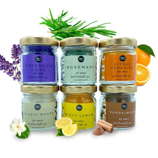 Scented Candle Gift Set – 6 Small Jars with Premium Fragrances