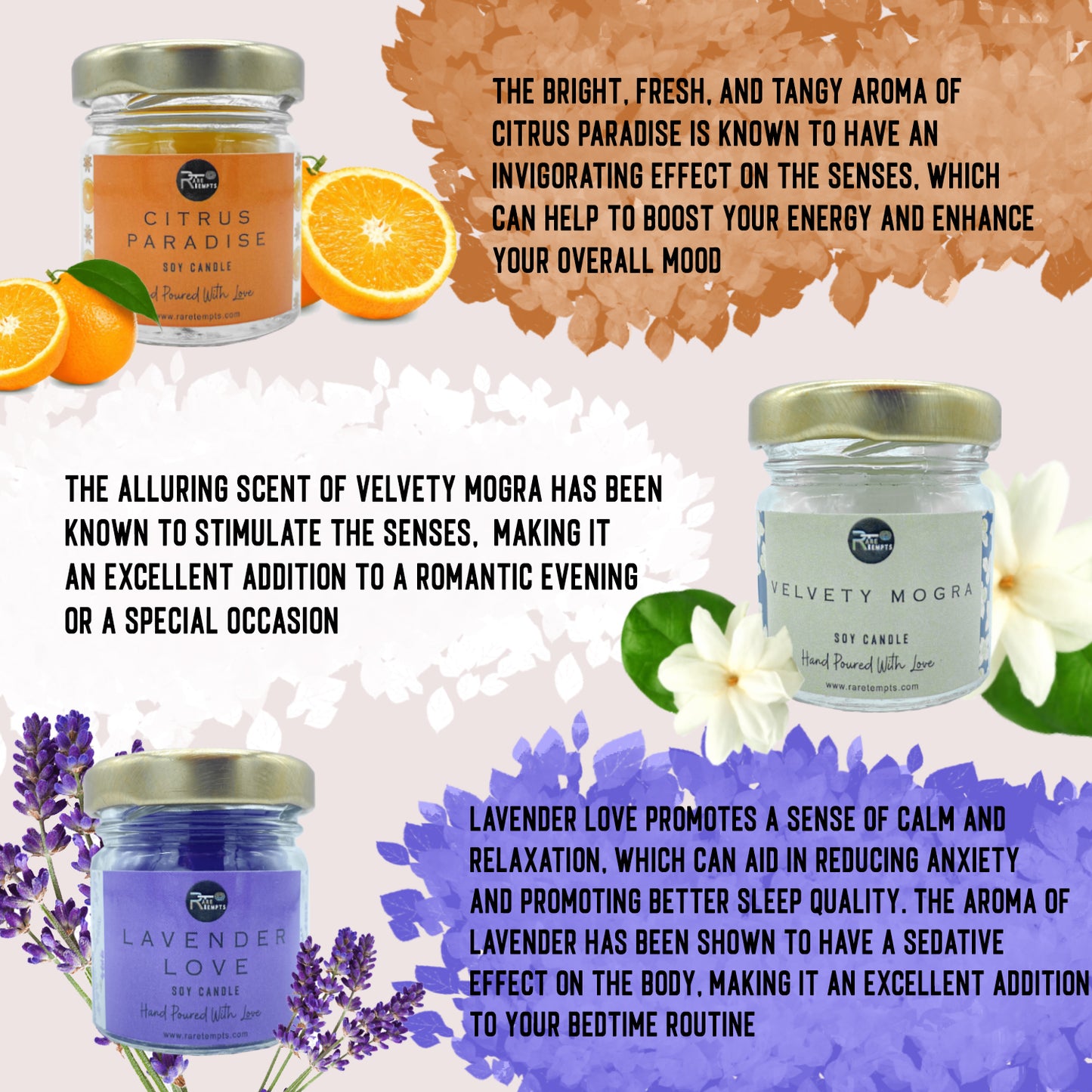 Scented Candle Gift Set ā 6 Small Jars with Premium Fragrances