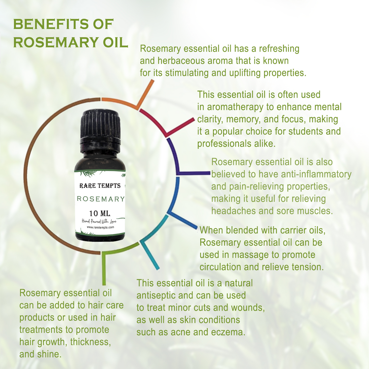 Rare Tempts Rosemary Aroma Oil – Herbal Clarity for Diffusers & DIY Wellness