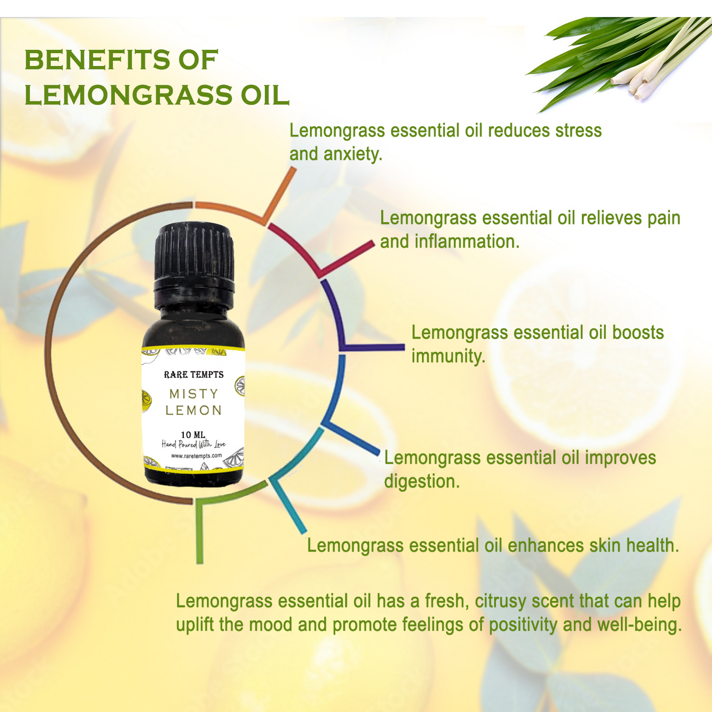 Rare Tempts Lemongrass Fragrance Oil – Fresh Herbal Zing for Diffusers & DIY Wellness