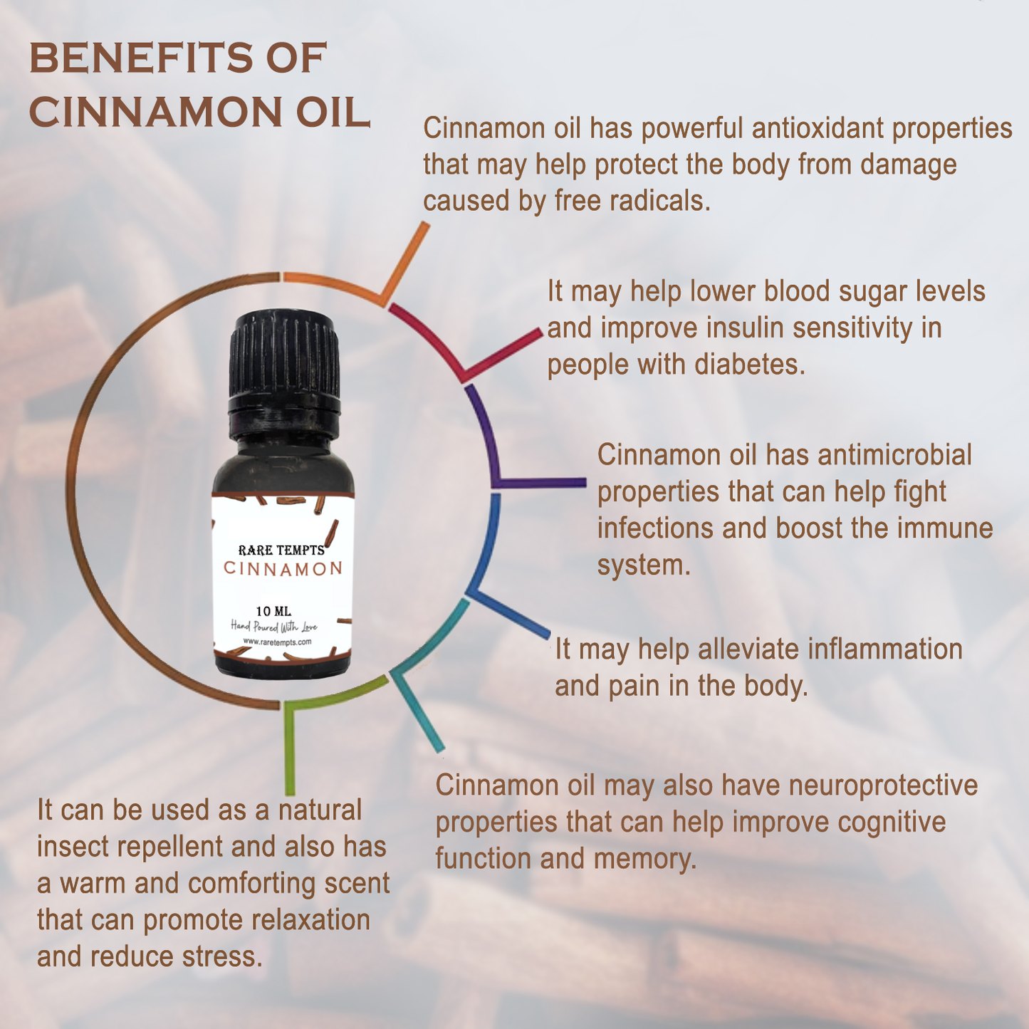 Rare Tempts Cinnamon Fragrance Oil – Warm Spice Aroma for Diffusers & Cozy Creations